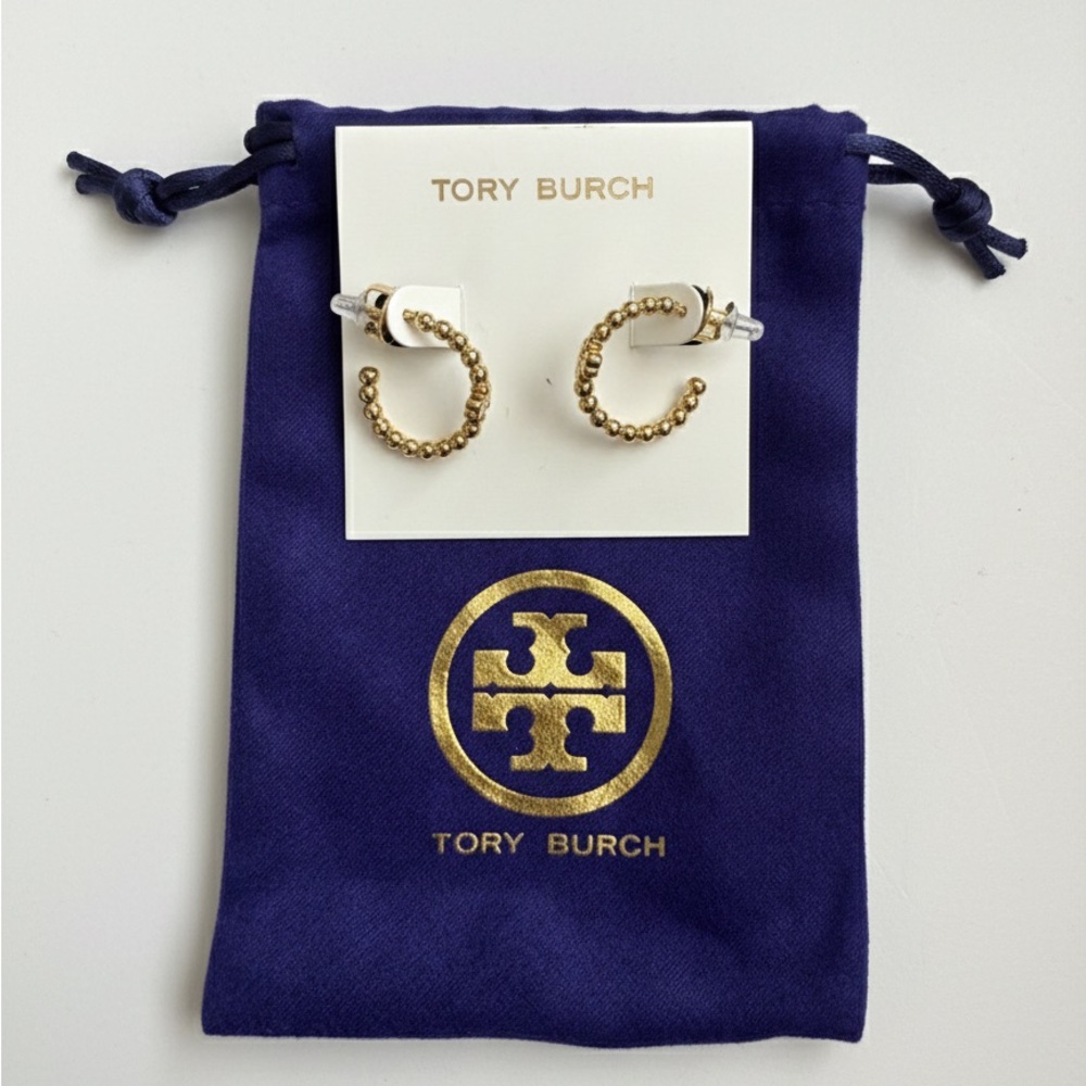 Tory Butch Gold Hoop Earrings - Picture 2 of 2